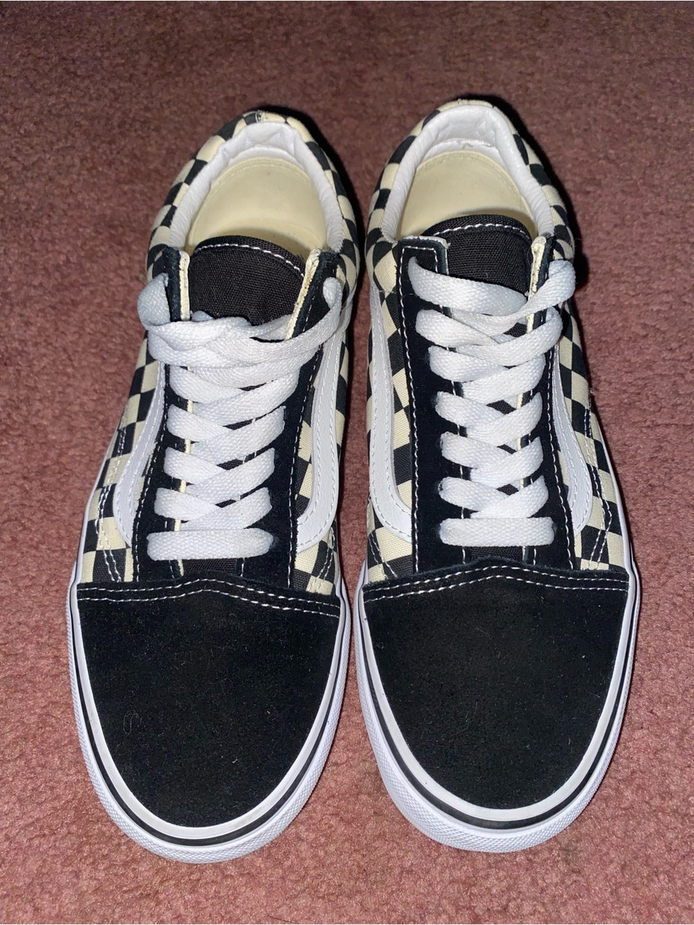 Vans Checkerboard Low-Top Skate Shoes in Black & Cream